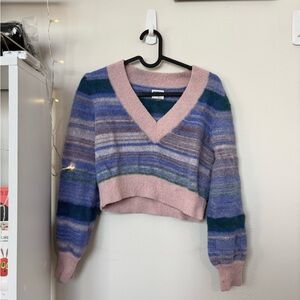 Sunday Best soft striped cropped v-neck Sweater